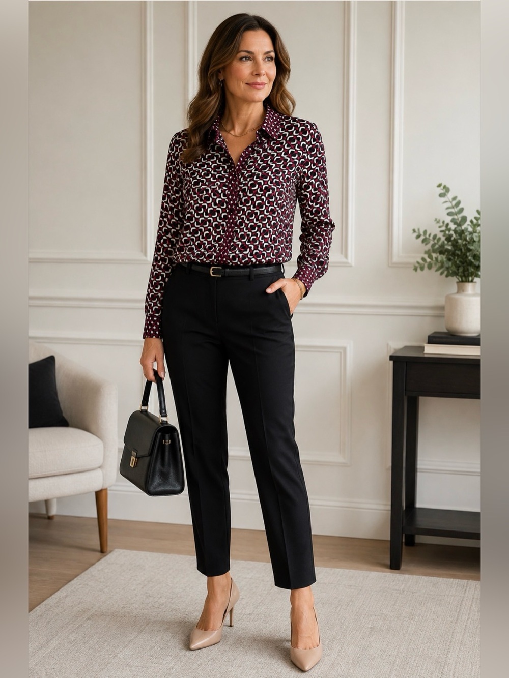 Michael Kors Patterned Button-Up Blouse | Excellent Condition | Size XS